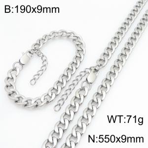 Stainless steel NK chain bracelet necklace set suitable for daily jewelry wear - KS232052-ZJZL