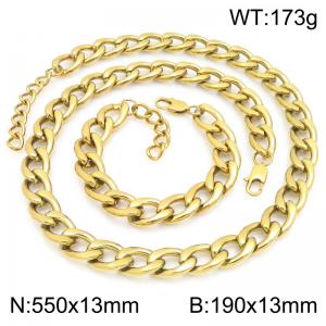Stainless steel NK chain bracelet necklace set suitable for daily jewelry wear - KS232057-ZJZL