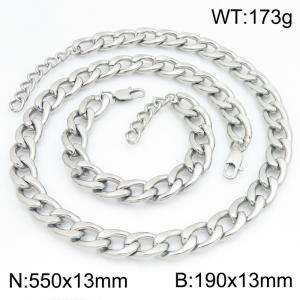 Stainless steel NK chain bracelet necklace set suitable for daily jewelry wear - KS232058-ZJZL