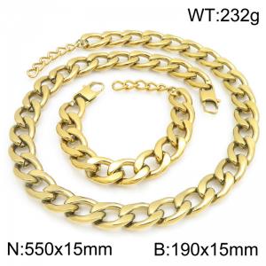 Stainless steel NK chain bracelet necklace set suitable for daily jewelry wear - KS232059-ZJZL