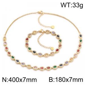 Stainless Steel Stone&Crystal suit - KS232679-SXSJ