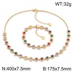 Stainless Steel Stone&Crystal suit - KS232680-SXSJ