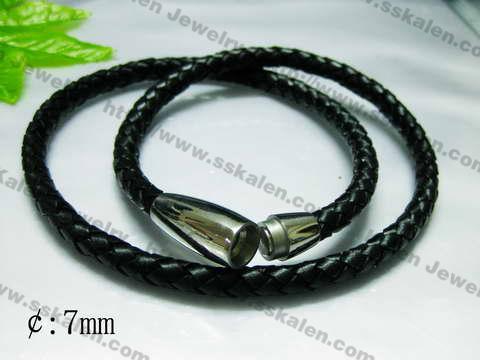  Stainless Steel Clasp with Leather Cord-7mm