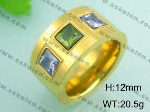 Stainless Steel Gold-plating Ring - KR18487-D