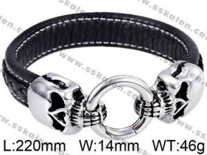 Stainless Steel Leather Bangle - KB56158-D