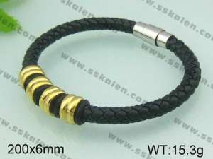 Stainless Steel Leather Bracelet - KB32918-T