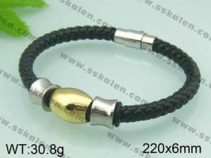 Stainless Steel Leather Bracelet - KB32921-T