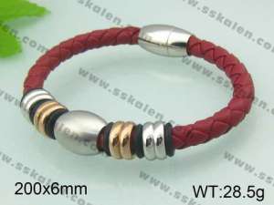 Stainless Steel Leather Bracelet - KB32930-T
