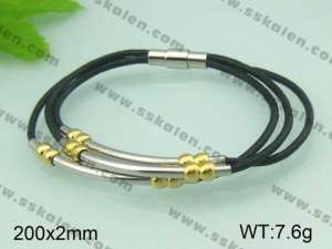 Stainless Steel Leather Bracelet - KB32942-T