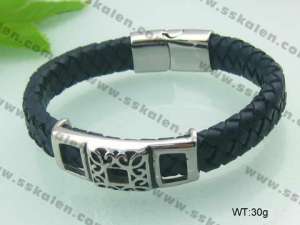 Stainless Steel Leather Bracelet - KB35260-T