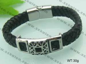 Stainless Steel Leather Bracelet - KB35308-T