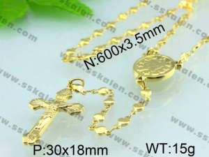 Stainless Rosary Necklace - KN14886-YI