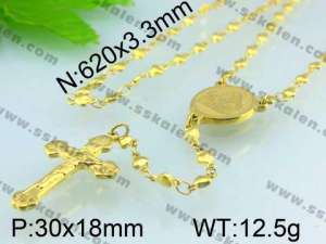 Stainless Rosary Necklace - KN14888-YI