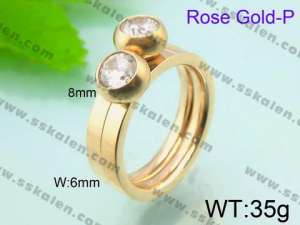 Stainless Steel Rose Gold-plating Ring  - KR30211-K