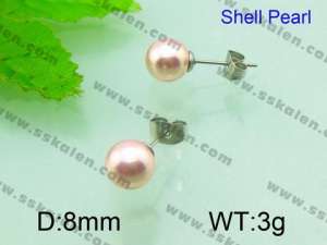 SS Shell Pearl Earrings - KE51982-Z