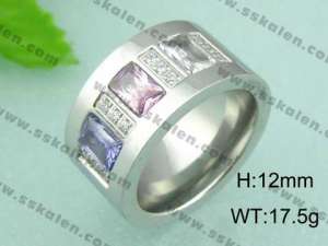 Stainless Steel Stone&Crystal Ring - KR18339-D