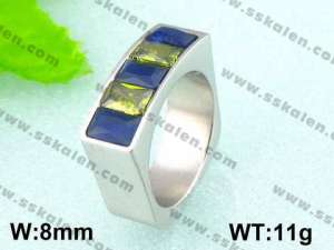 Stainless Steel Stone&Crystal Ring - KR18135-D