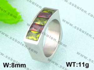 Stainless Steel Stone&Crystal Ring - KR18136-D
