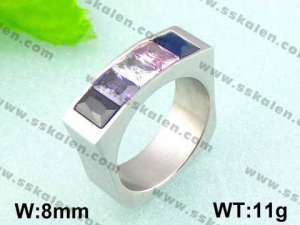 Stainless Steel Stone&Crystal Ring - KR18145-D