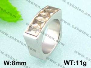 Stainless Steel Stone&Crystal Ring - KR18155-D