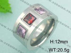 Stainless Steel Stone&Crystal Ring - KR18497-D