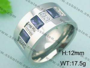 Stainless Steel Stone&Crystal Ring - KR18549-D