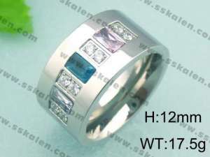 Stainless Steel Stone&Crystal Ring - KR18553-D