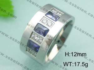 Stainless Steel Stone&Crystal Ring - KR18567-D