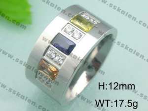 Stainless Steel Stone&Crystal Ring - KR18570-D