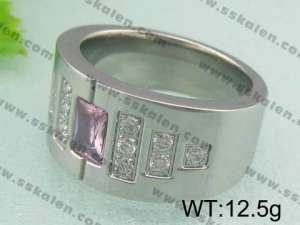 Stainless Steel Stone&Crystal Ring - KR18587-D