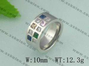 Stainless Steel Stone&Crystal Ring  - KR19037-D