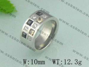Stainless Steel Stone&Crystal Ring  - KR19038-D