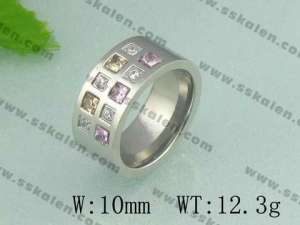 Stainless Steel Stone&Crystal Ring  - KR19039-D
