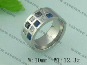 Stainless Steel Stone&Crystal Ring  - KR19040-D