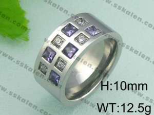 Stainless Steel Stone&Crystal Ring - KR19081-D