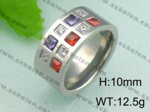 Stainless Steel Stone&Crystal Ring - KR19083-D