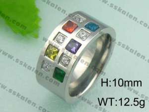 Stainless Steel Stone&Crystal Ring - KR19084-D