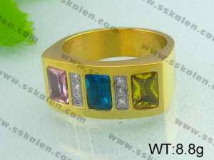 Stainless Steel Stone&Crystal Ring  - KR19511-D
