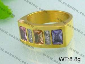 Stainless Steel Stone&Crystal Ring  - KR19513-D