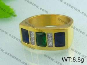 Stainless Steel Stone&Crystal Ring  - KR19515-D