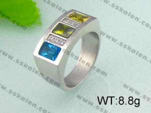Stainless Steel Stone&Crystal Ring  - KR19530-D