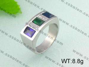 Stainless Steel Stone&Crystal Ring  - KR19532-D