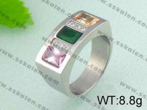 Stainless Steel Stone&Crystal Ring  - KR19533-D