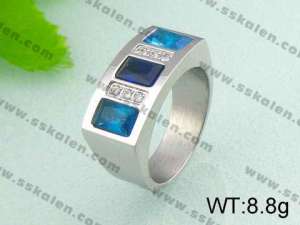 Stainless Steel Stone&Crystal Ring  - KR19534-D