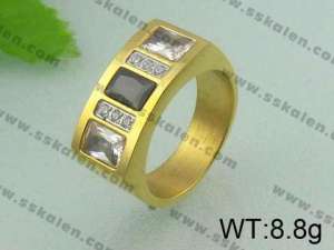Stainless Steel Stone&Crystal Ring - KR19723-D