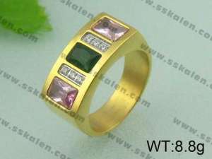 Stainless Steel Stone&Crystal Ring - KR19724-D