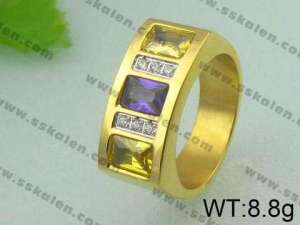 Stainless Steel Stone&Crystal Ring - KR19727-D