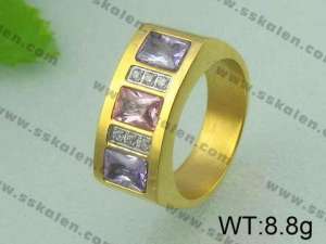 Stainless Steel Stone&Crystal Ring - KR19728-D