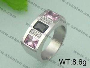 Stainless Steel Stone&Crystal Ring - KR19729-D