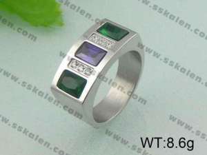 Stainless Steel Stone&Crystal Ring - KR19731-D